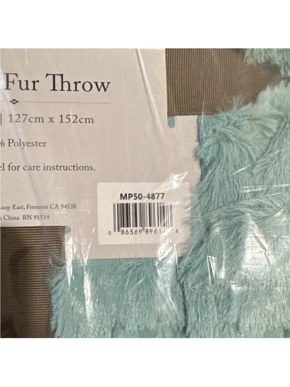 Madison Park Ruched Faux Fur Throw Blanket Teal 50x60 Polyester OEKO-TEX